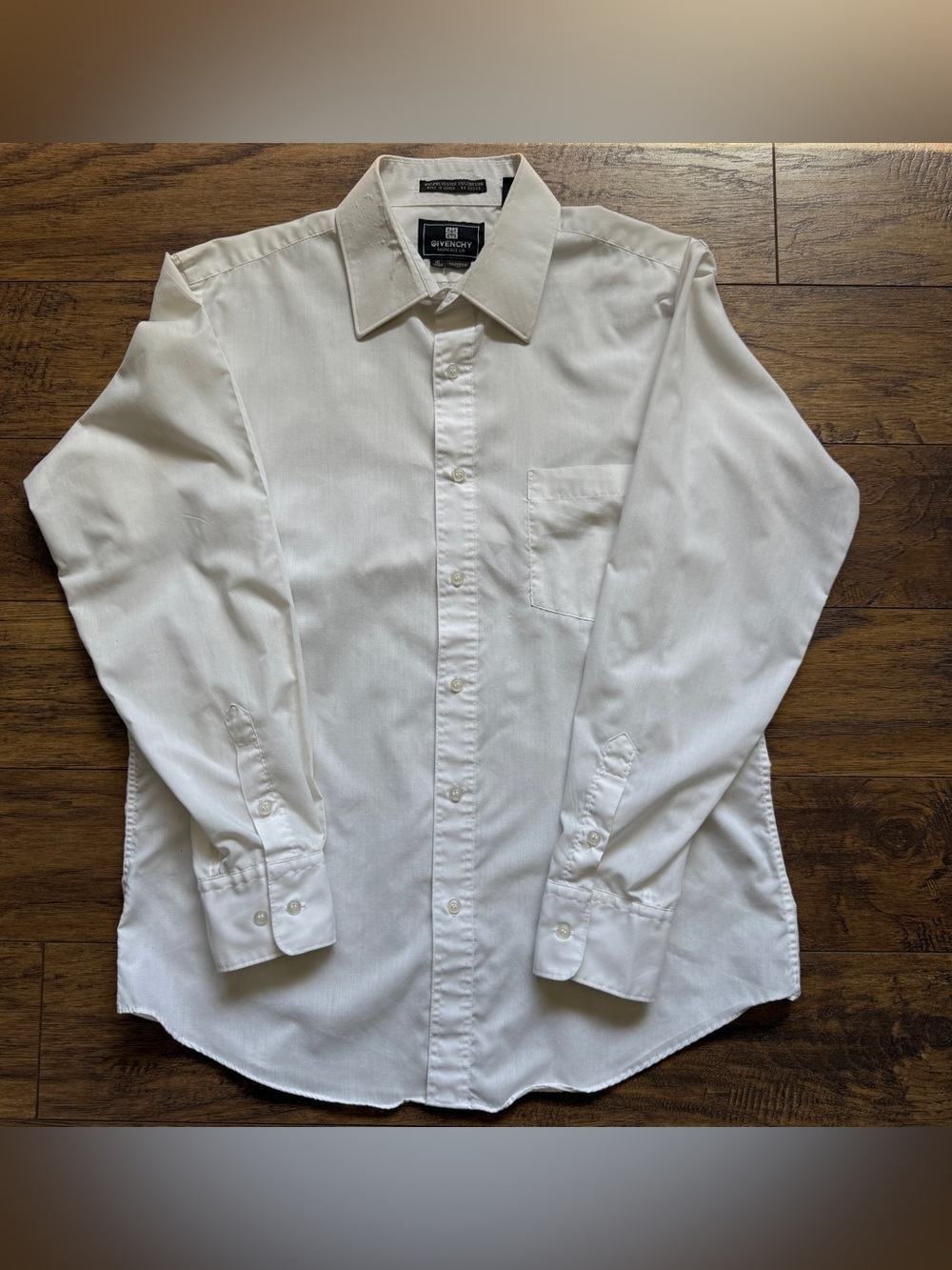Vintage Givenchy Monsieur White Dress Shirt Korea Made 80s Minimal Luxury Mens L
